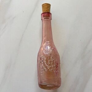 Light Pink Irridescent Grapes and Leaves Morey Vintage Glass Empty Bottle